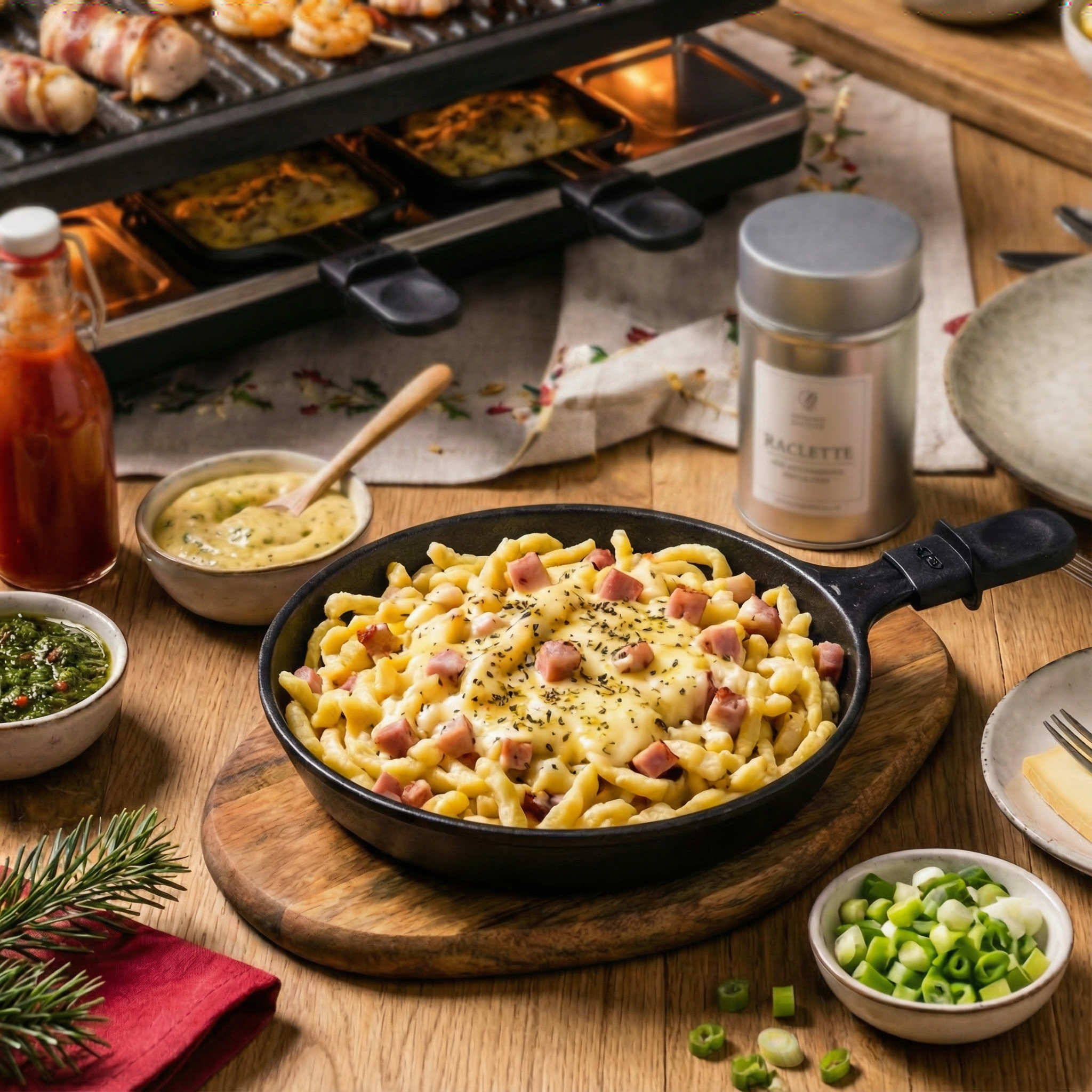 Spätzlepfanne mit Raclette Gewürz