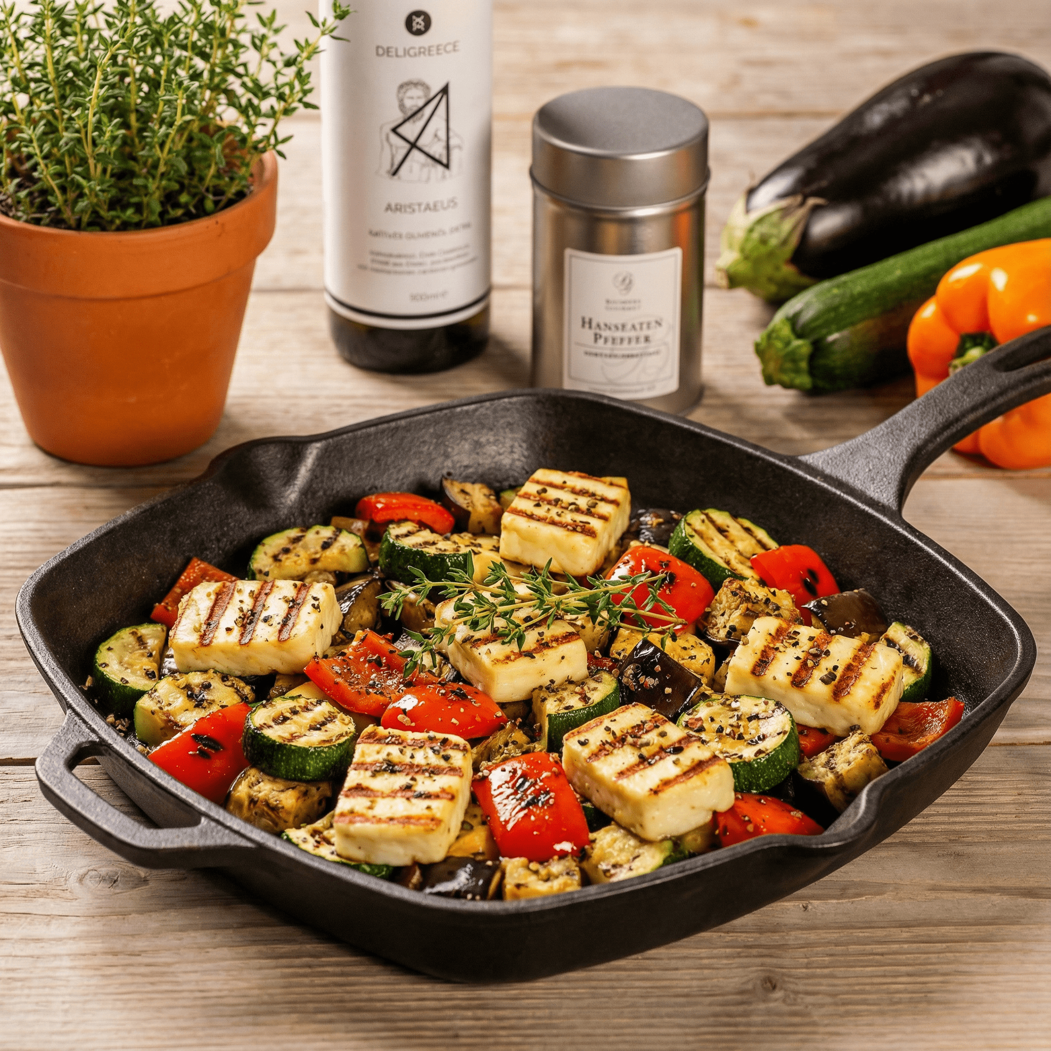 Halloumi Gemüse Pfanne mit Hanseaten Pfeffer