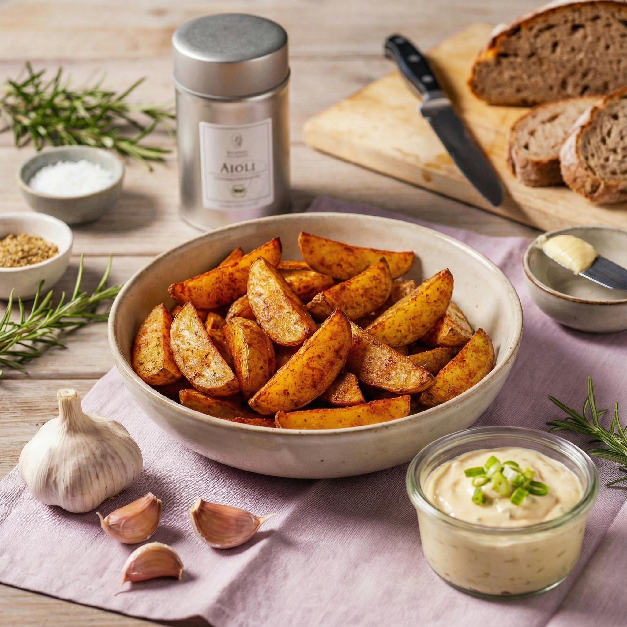 Ofenkartoffeln mit Aioli-Dip – cremig, würzig & einfach gemacht