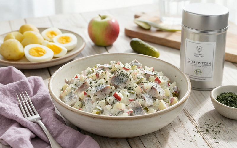 Heringssalat: klassisch mit Apfel, Gurke und Dill