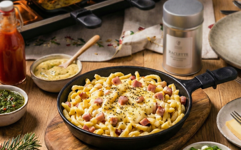 Spätzlepfanne mit Raclette Gewürz