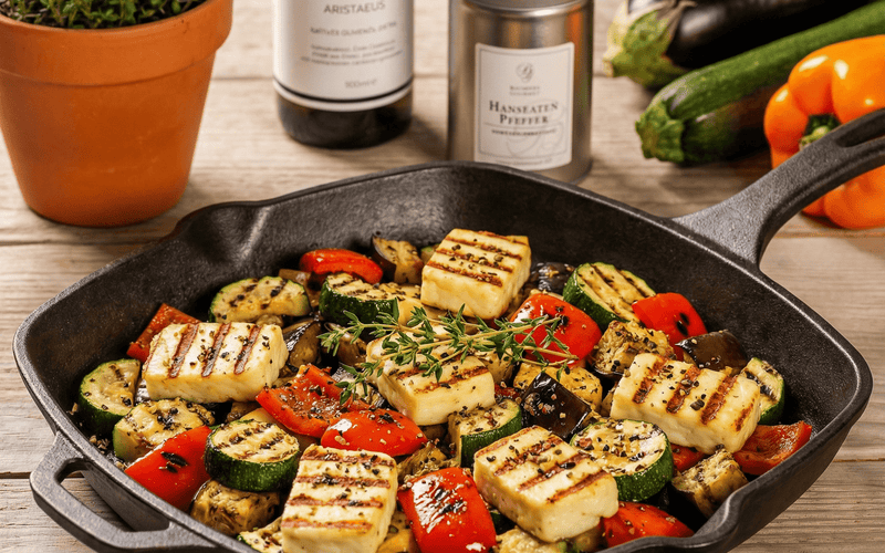 Halloumi Gemüse Pfanne mit Hanseaten Pfeffer