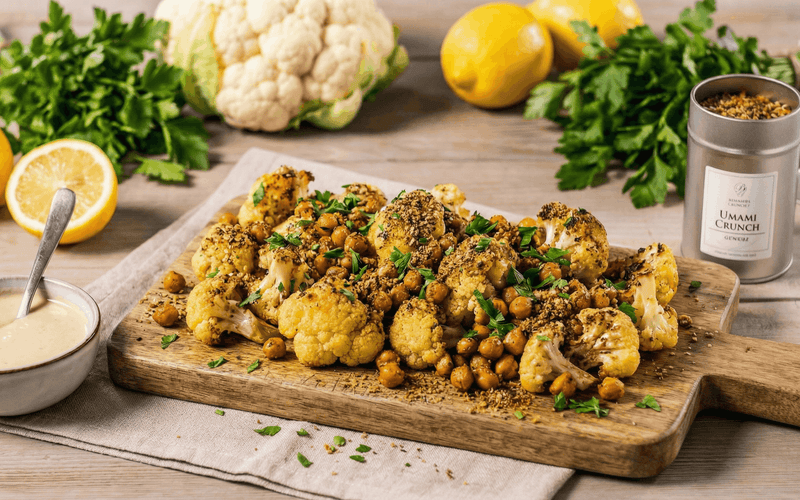 Knuspriger Blumenkohl aus dem Ofen mit Umami-Gewürz