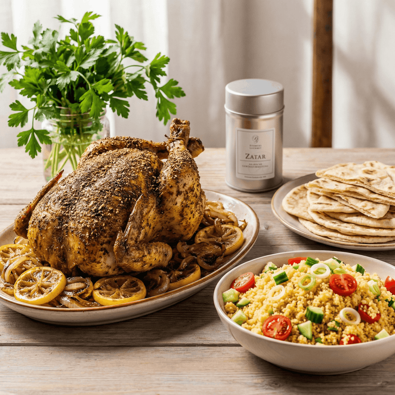 Zatar-Hähnchen aus dem Ofen mit Zitrone