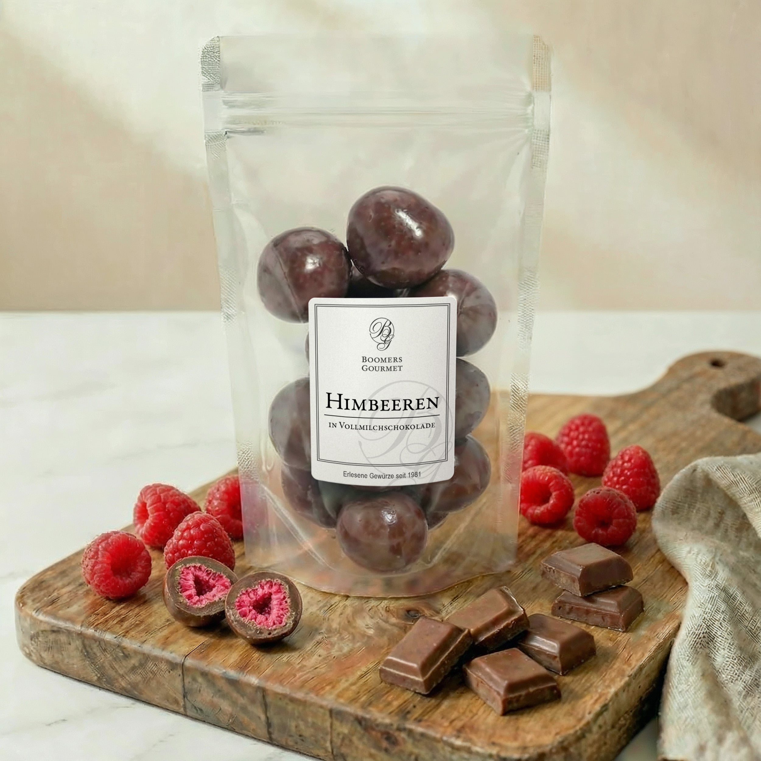 Himbeeren in Vollmilchschokolade
