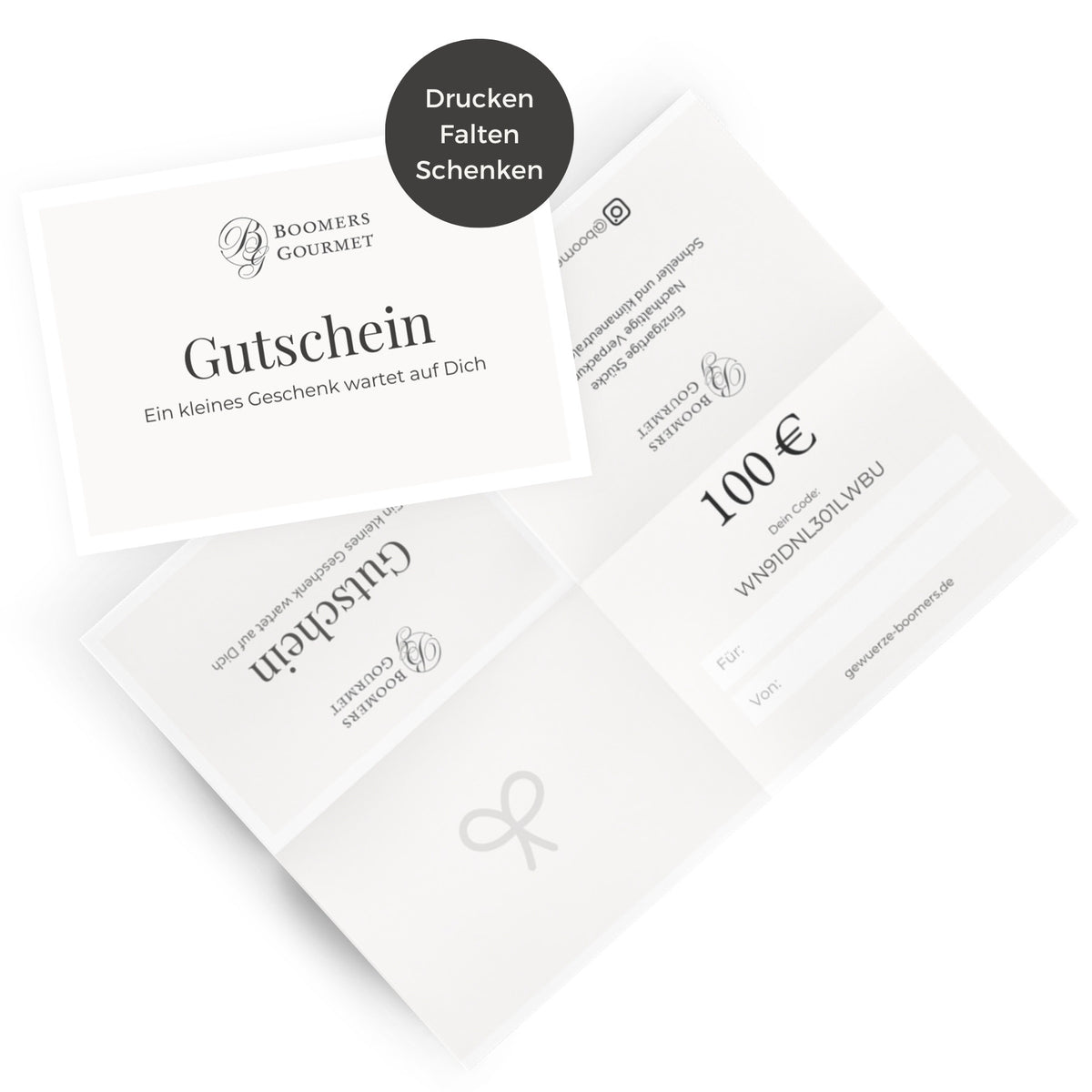 Gutschein über 100 € drucken, falten, schenken #Nennwerte_100,00 €