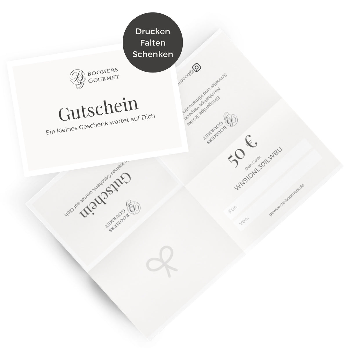 Gutschein über 50 € drucken, falten, schenken #Nennwerte_50,00 €